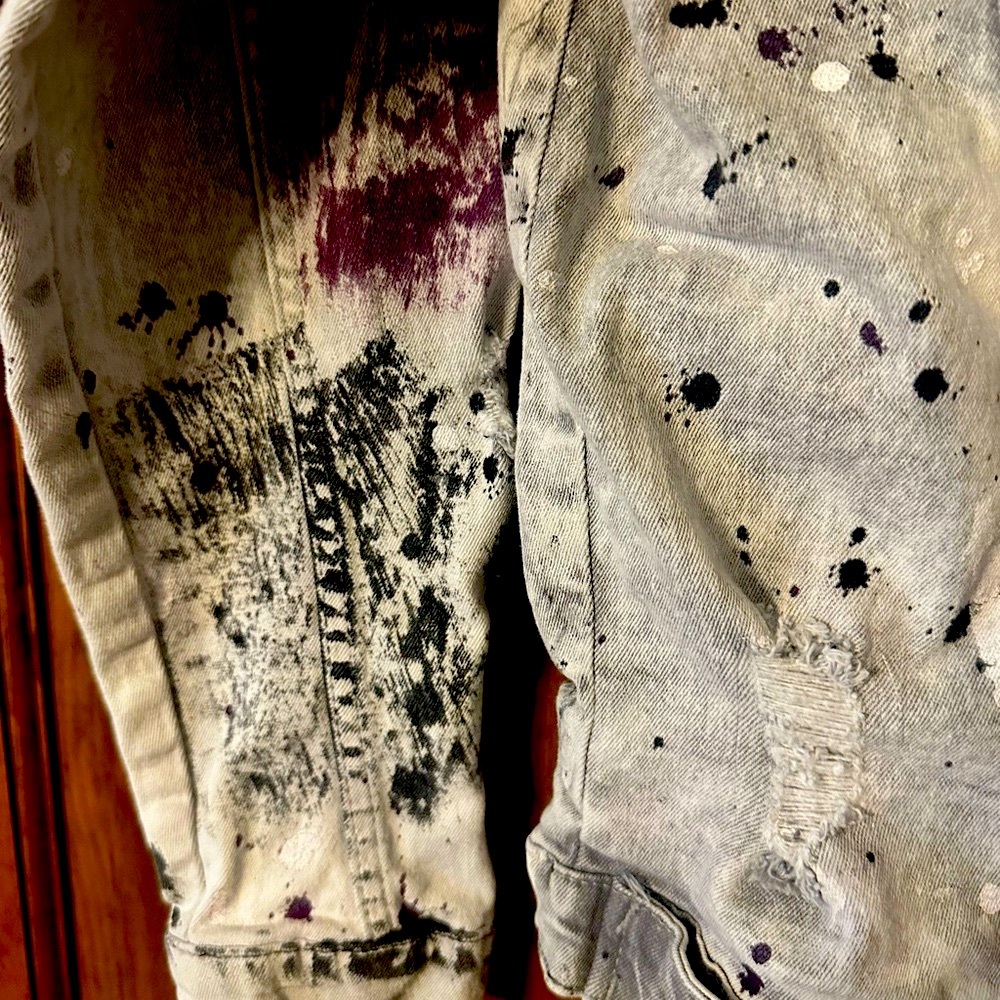 Evolution In Design Boys Distressed Paint Splatter Denim Jacket XS - Picture 15 of 16
